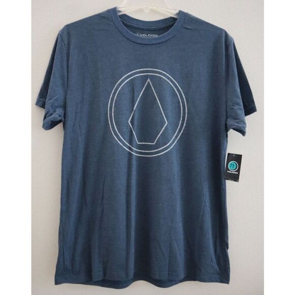 Volcom A5702034 Men's Sz Medium Indigo Blue Pin Stone Crew Neck S/S Tee Shirt - Picture 1 of 5
